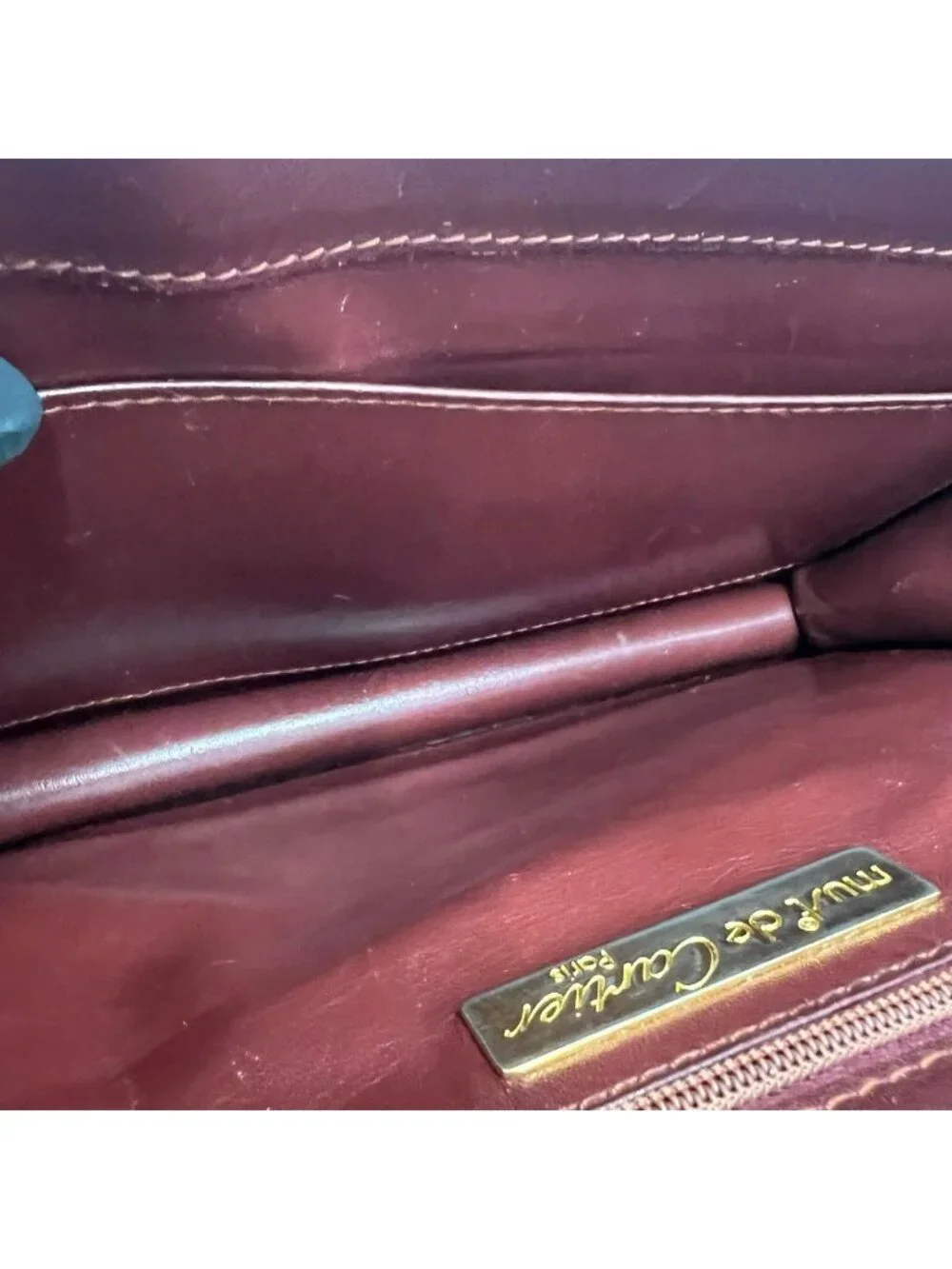 Cartier Must Line Leather Shoulder Bag Pochette Crossbody Wine Red Bordeaux
